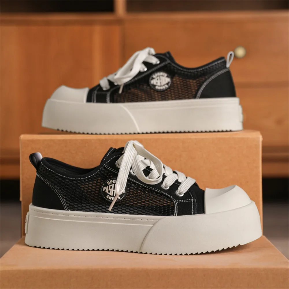 

Мужские повседневные кроссовки больших размеров 45-46, дизайнерские, на платформе, увеличивающие рост, модные, из кожи/сетки, дышащие, для спортзала