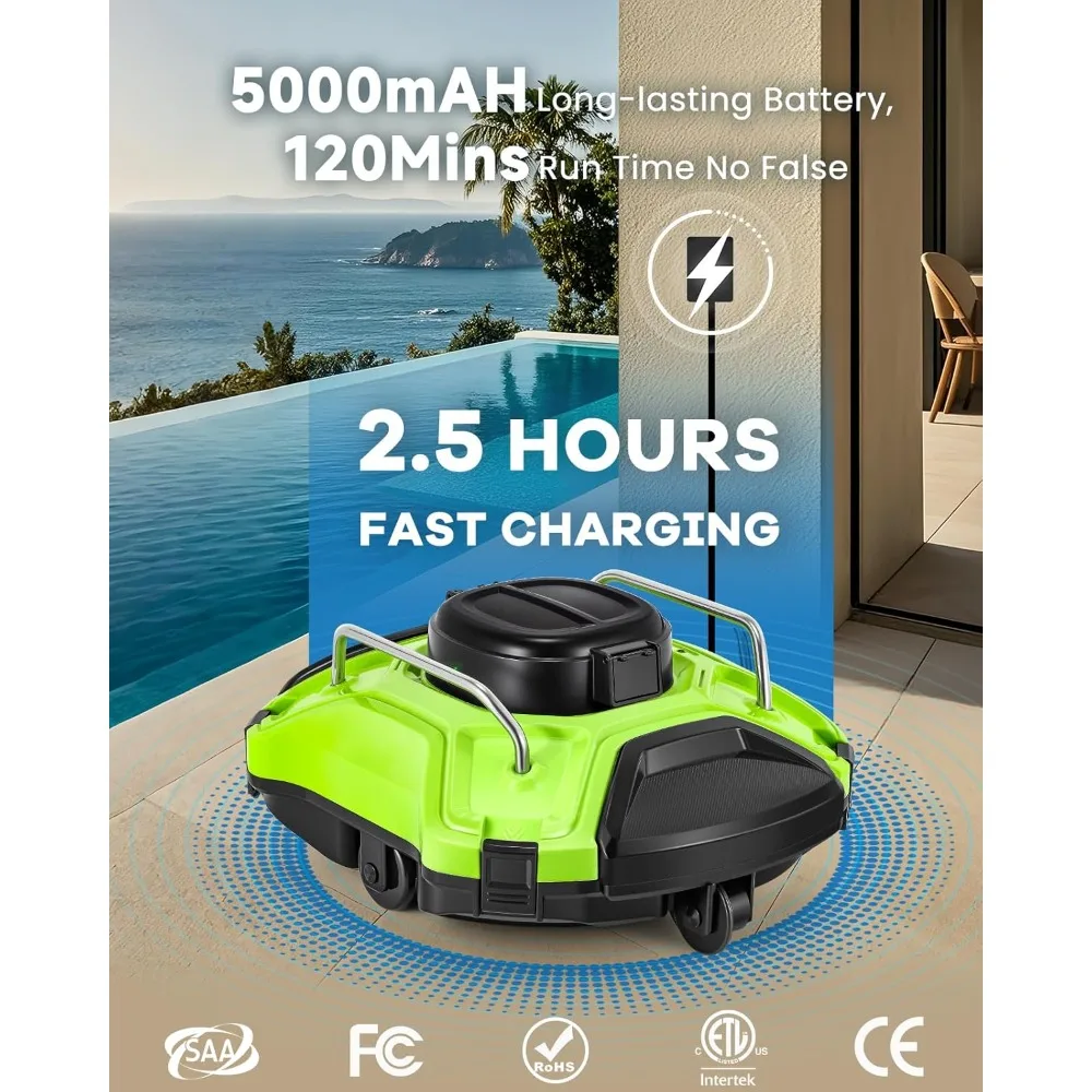 Automatic swimming pool cleaning robot climbs 25 °, runs for 120 minutes, automatically stops, and has strong suction power