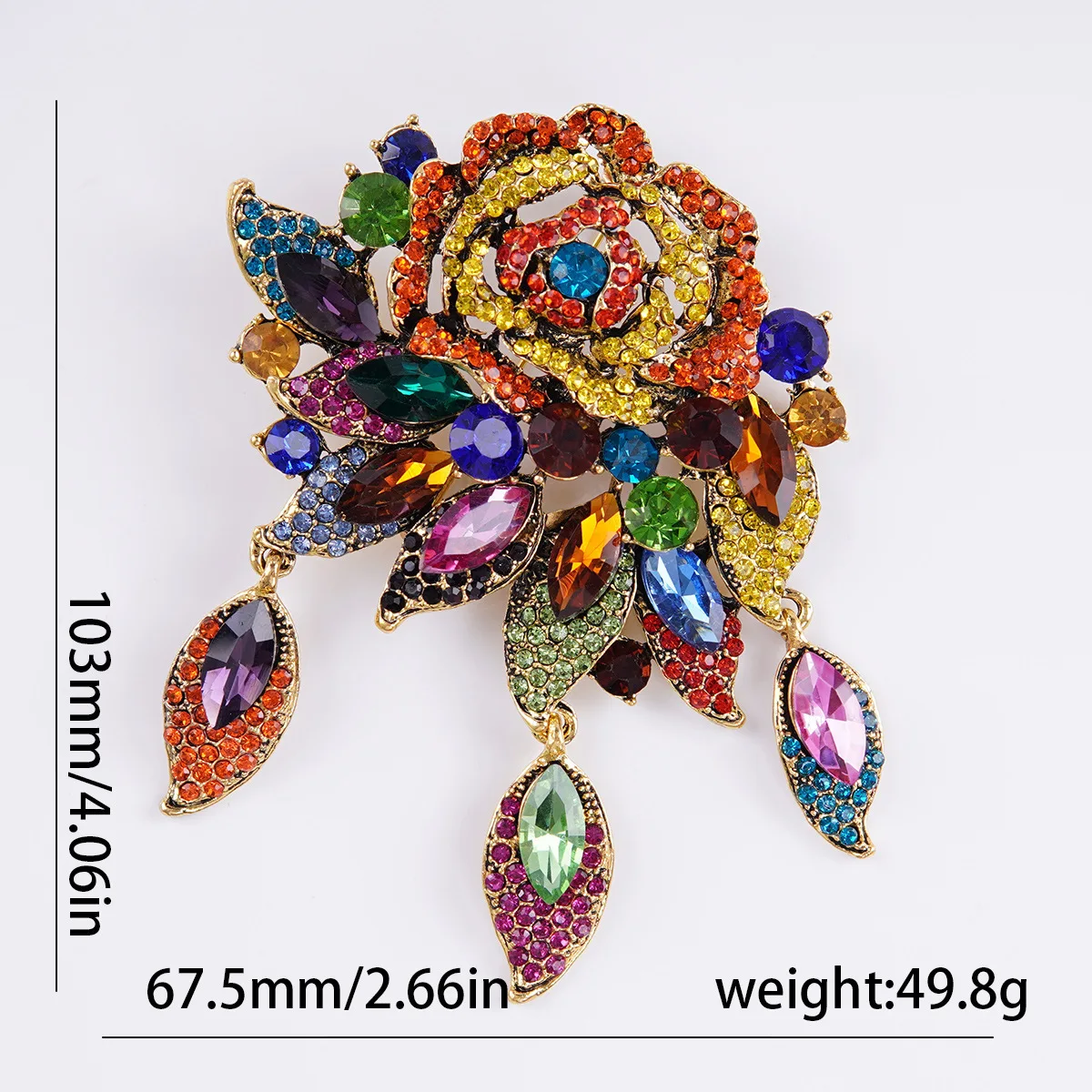 المرأة الأنيقة الفاخرة الساطع كريستال بروش مبالغ فيها زهرة شكل الملحقات دبابيس