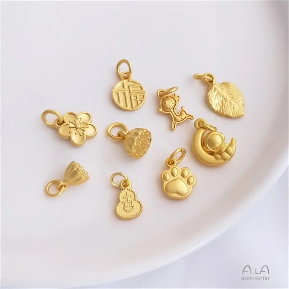 18K dummy gold paua lotus gourd blessing Sakura leaves cat paw deer pendant DIY bracelet ornaments Pendant