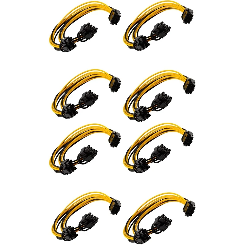 8Pcs 6 Pin to Dual PCIe 8 Pin (6+2) Image Card PCI Express Power Adapter GPU VGA Y-Splitter Extension Cable Mining Card