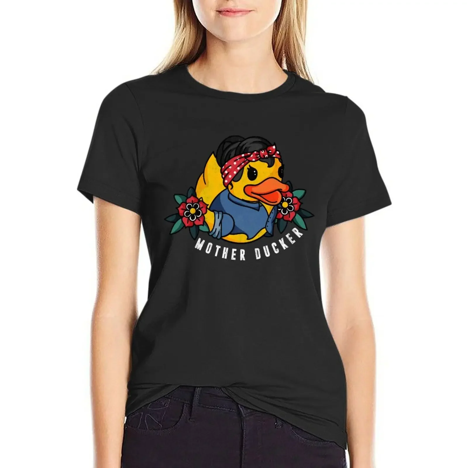 

rubber duck mother ducker T-Shirt customs Aesthetic clothing cute tops shirts graphic tees tops Women
