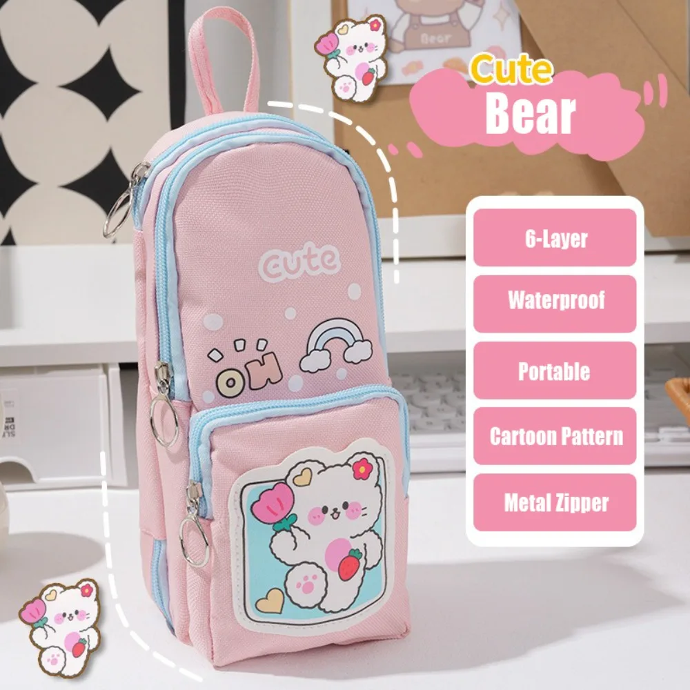 

Cute Schoolbag Shape Pen Bag Capybara Large Capacity Stationery Bag Dirty-proof Pencil Case Gift