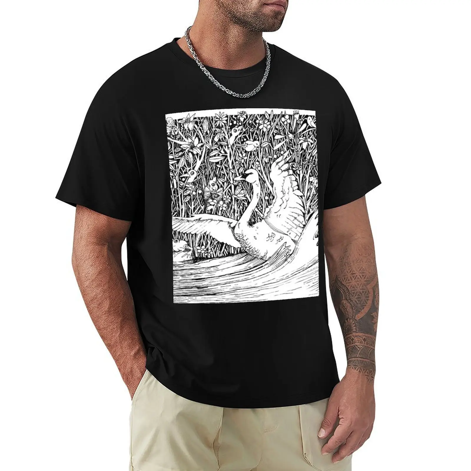 

Swan Splash T-Shirt kawaii clothes football t shirt tees cotton graphic tees plus size men clothing