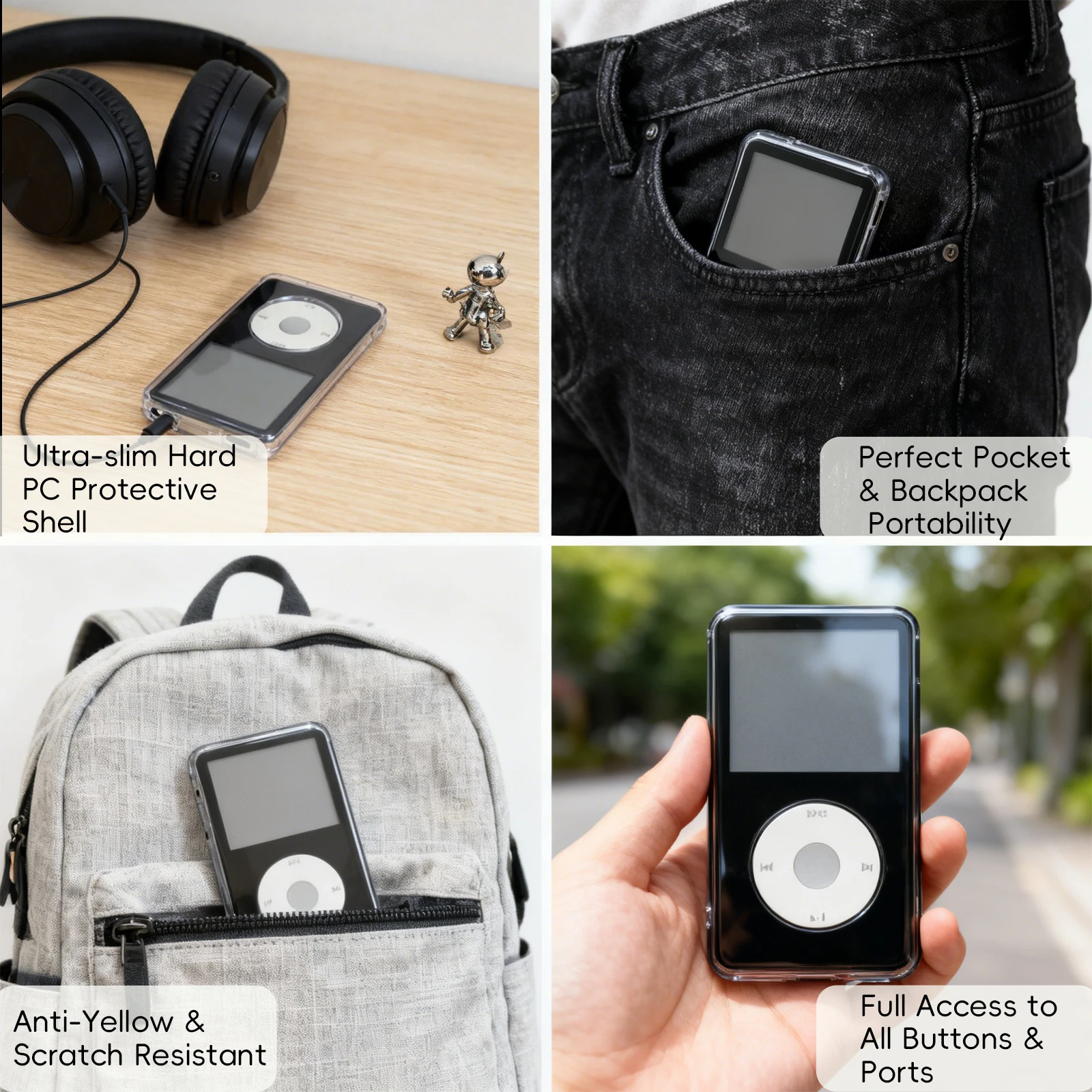 Dicke 13,5mm Rückseite, Klare, Schwarze, Grüne, Blaue Hartschutz-Hülle für iPod 5. und 5.5. Generation Video 60GB 80GB, 6. Generation Classic 160GB – Detail 6