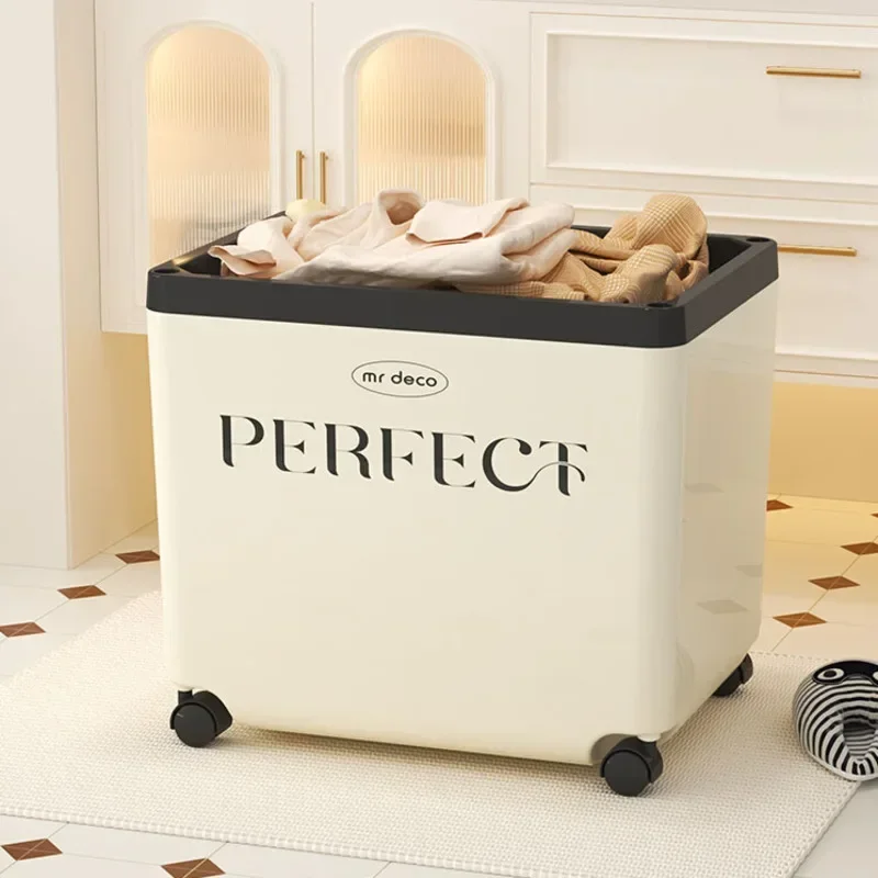 

Household Minimalist Large Capacity Dirty Clothes Basket With Wheels Modern Mobile Convenient Miscellaneous Storage Basket