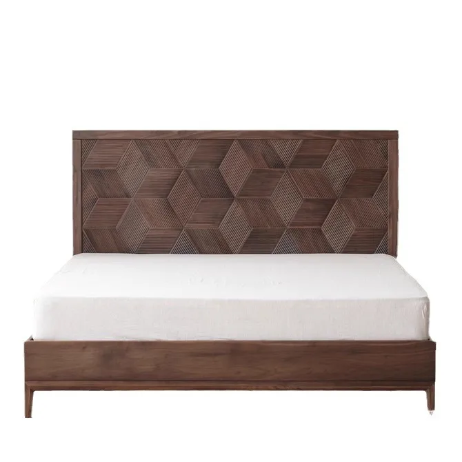 Imported black walnut solid wood bed double 1.8 meters master bedroom