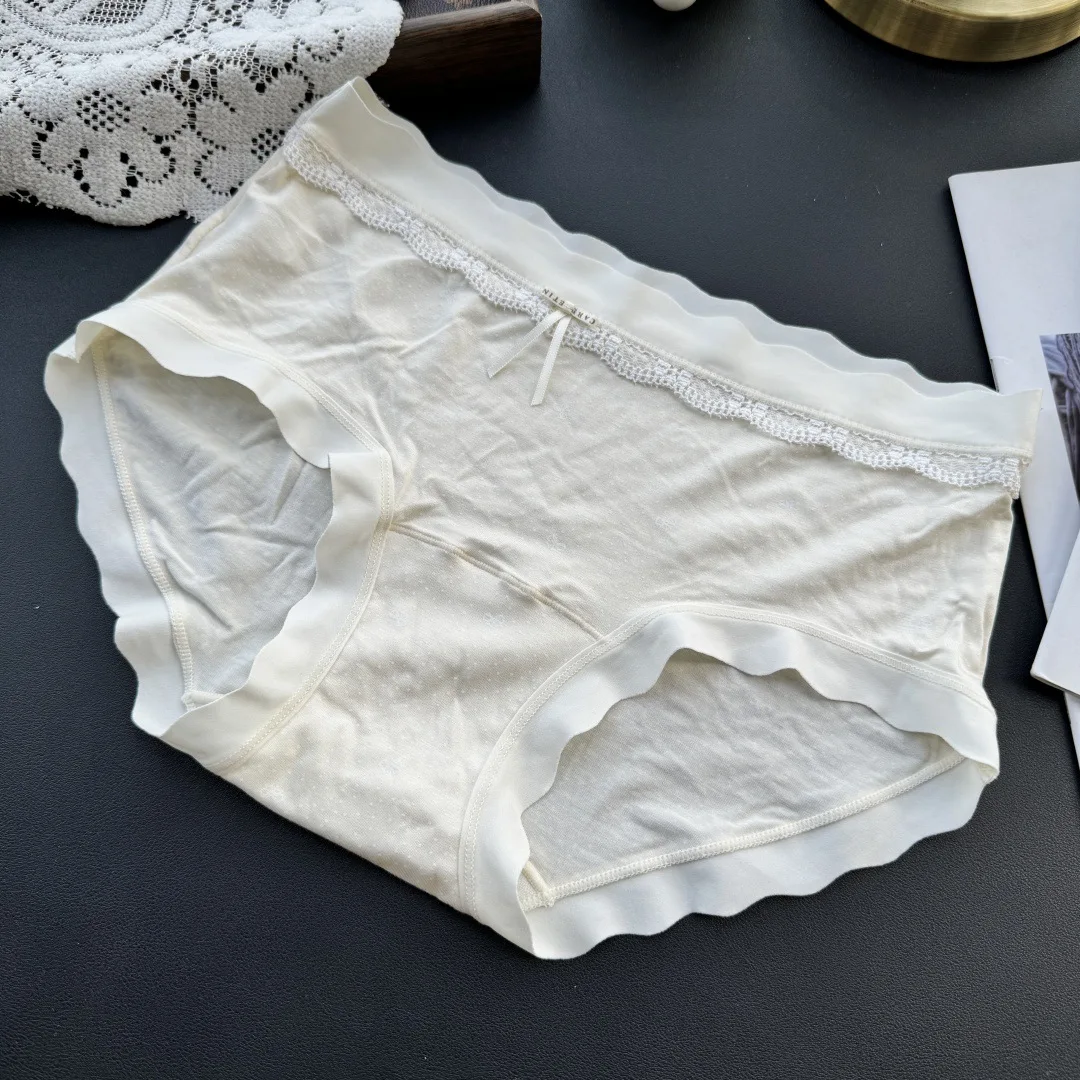 

Простое однотонное бесшовное нижнее белье из модала для женщин, хлопковые дышащие трусики с низкой талией и бантом, мягкие тонкие удобные трусы, нижнее белье