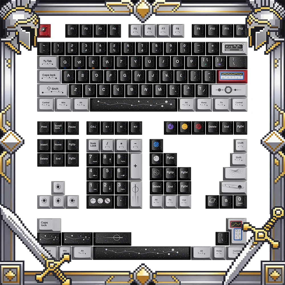 PIIFOX KC-SZXQ PC Keycaps Customization Heat Sublimates Personality Keyboard Keycaps PBT Original Transparent PC Accessories