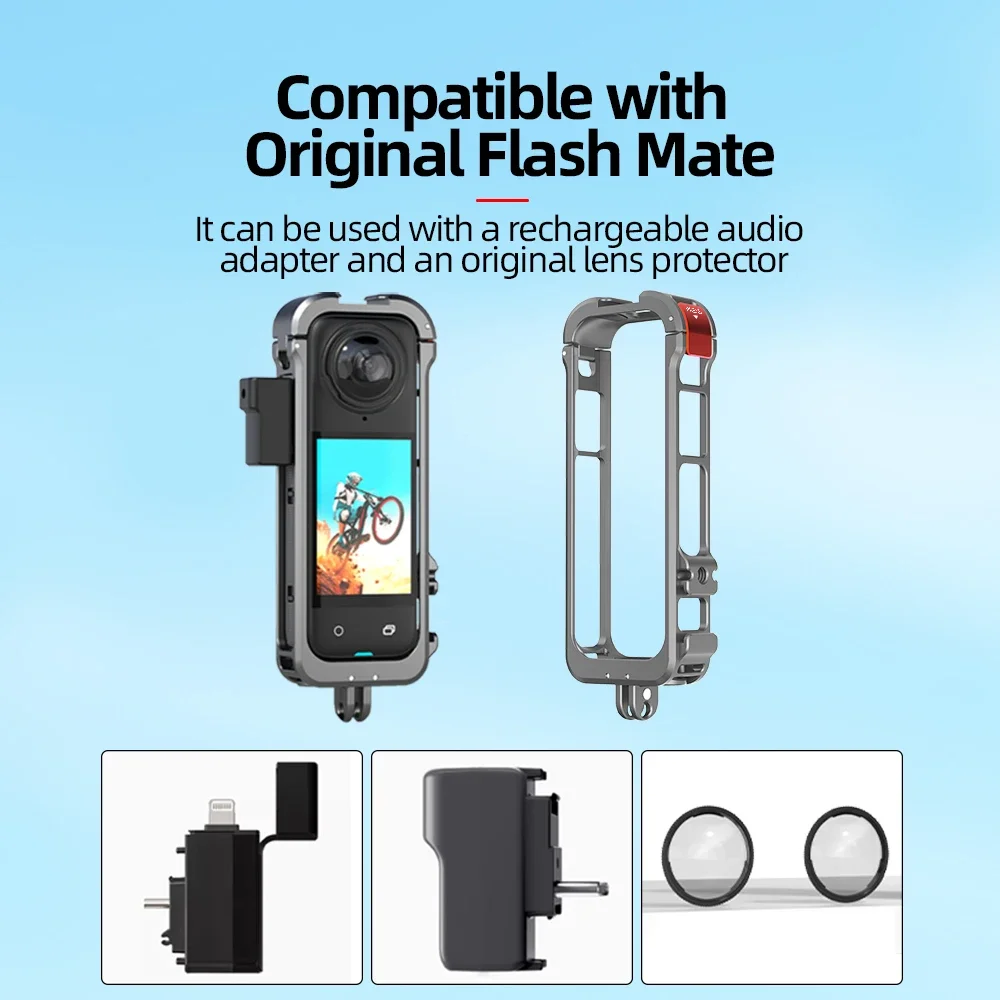 Flymile камера/клетка для панорамной экшн-камеры Insta360 X4, защитная рамка из алюминиевого сплава с силиконовой крышкой объектива, аксессуар
