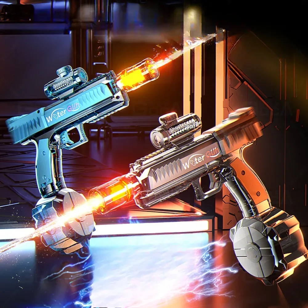 전동 물총 자동 발사 장난감 강력 물 블래스터 권총 여름 야외 수영장 스프레이 물싸움 총 성인용