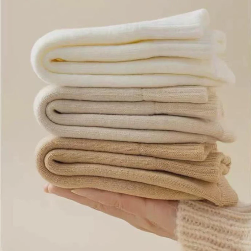 Retro sólido quente meias de caxemira masculino 2025 inverno 5 pares vintage malha conforto pele macia meias grossas meias formais para homem
