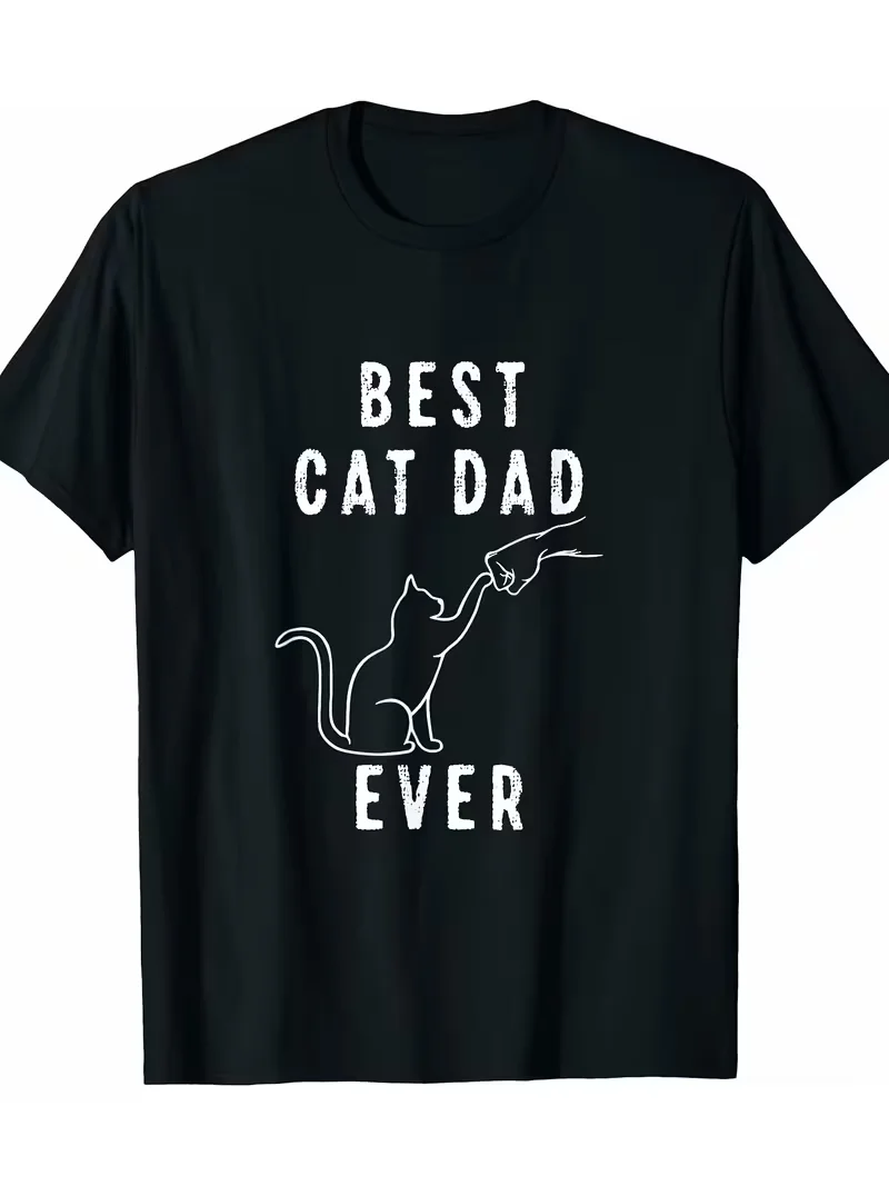 

Мужская забавная футболка Best Cat Dad Ever, женская футболка унисекс, повседневные топы с круглым вырезом, повседневная рубашка с короткими рукавами, мем, кошка