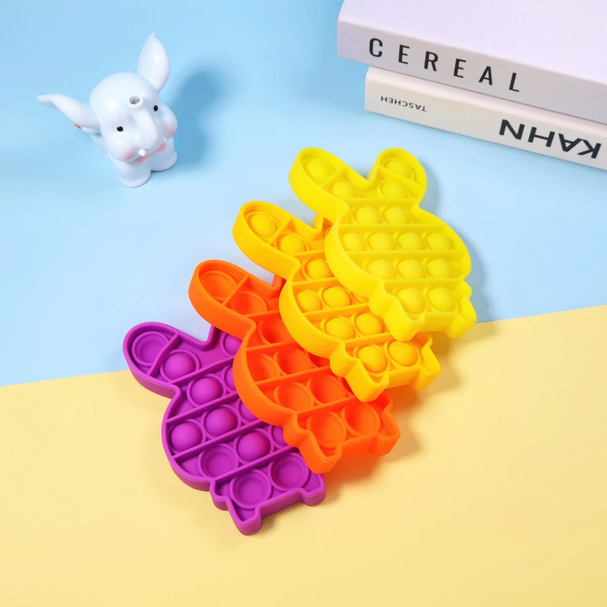 1pc Silicone Rubber Anti Anxiety Stress Relief Push Pop Bubble Rainbow Rabbit Fidget Toys Squeeze The Toy (Random Color)