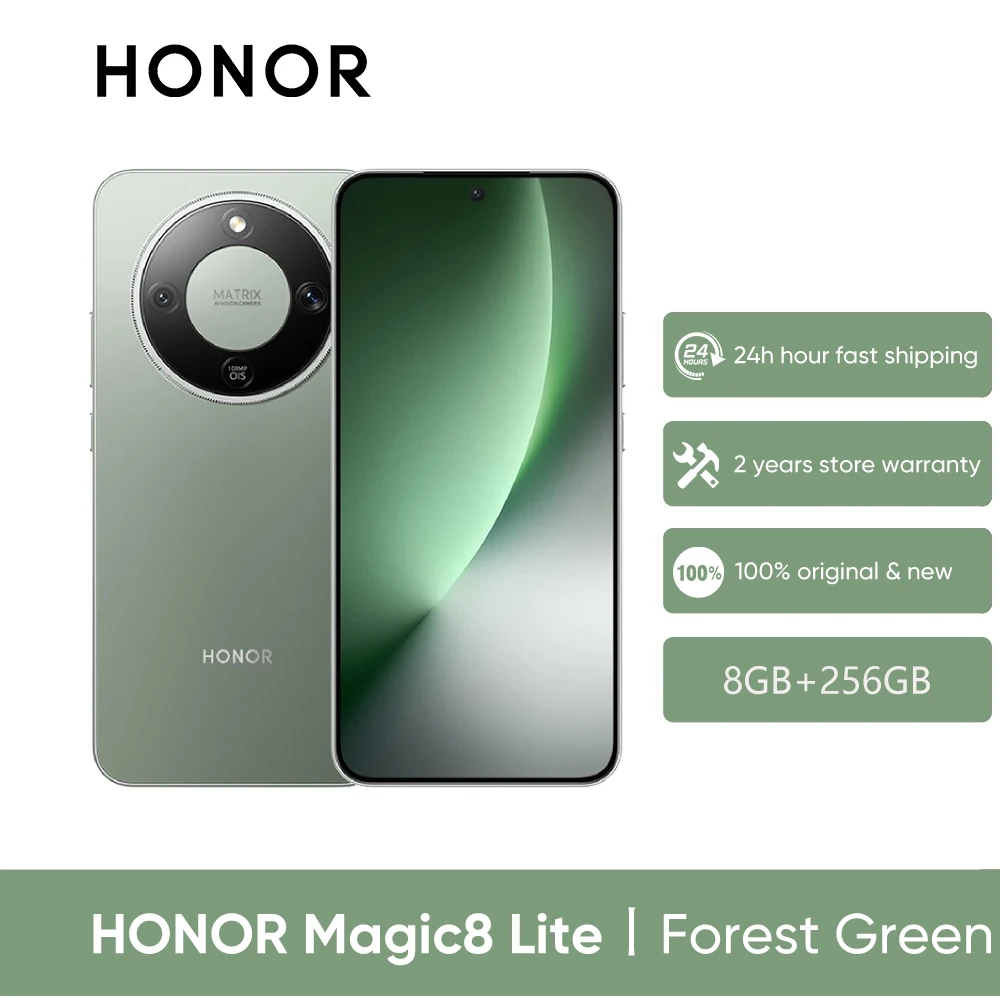 2026 Nieuwe HONOR Magic8 Lite EU Versie 5G Android Smartphone Mobiele Telefoons AMOLED Snapdragon 6 Gen 4 7500mAh 108MP OIS AI Camera