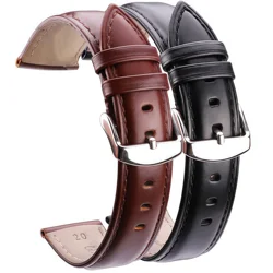 Genuine leather Smooth Watch Strap With Pin Buckle 18 19 20 22 21 24mm Black Brown Watchband Accessories