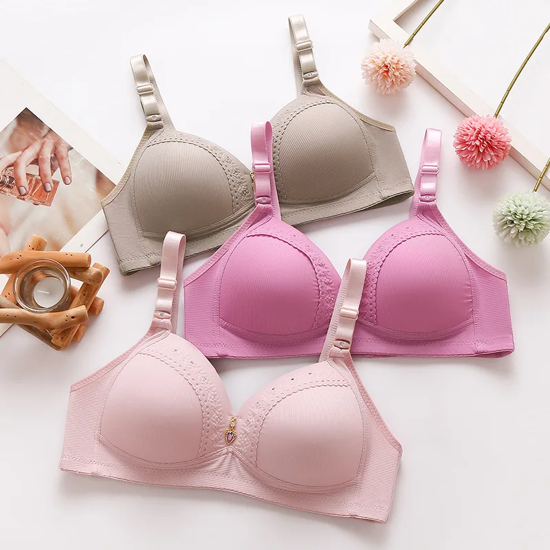 Gathered Side Collection Lifting Underwear Breasts Brassiere Large Size Bra Full Cup Underwear Brassiere No Steel Ring Bra