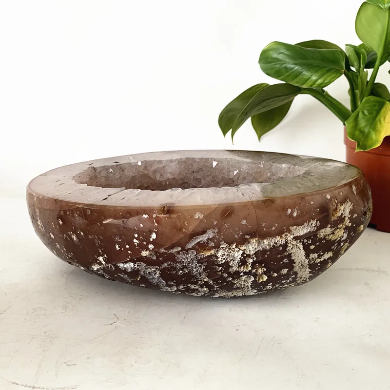 5180g Natural Stone Agate Geode Crystal Treasure Bowl Feng Shui Meditation Energy Witchcraft Healing Crystals Room Decoration