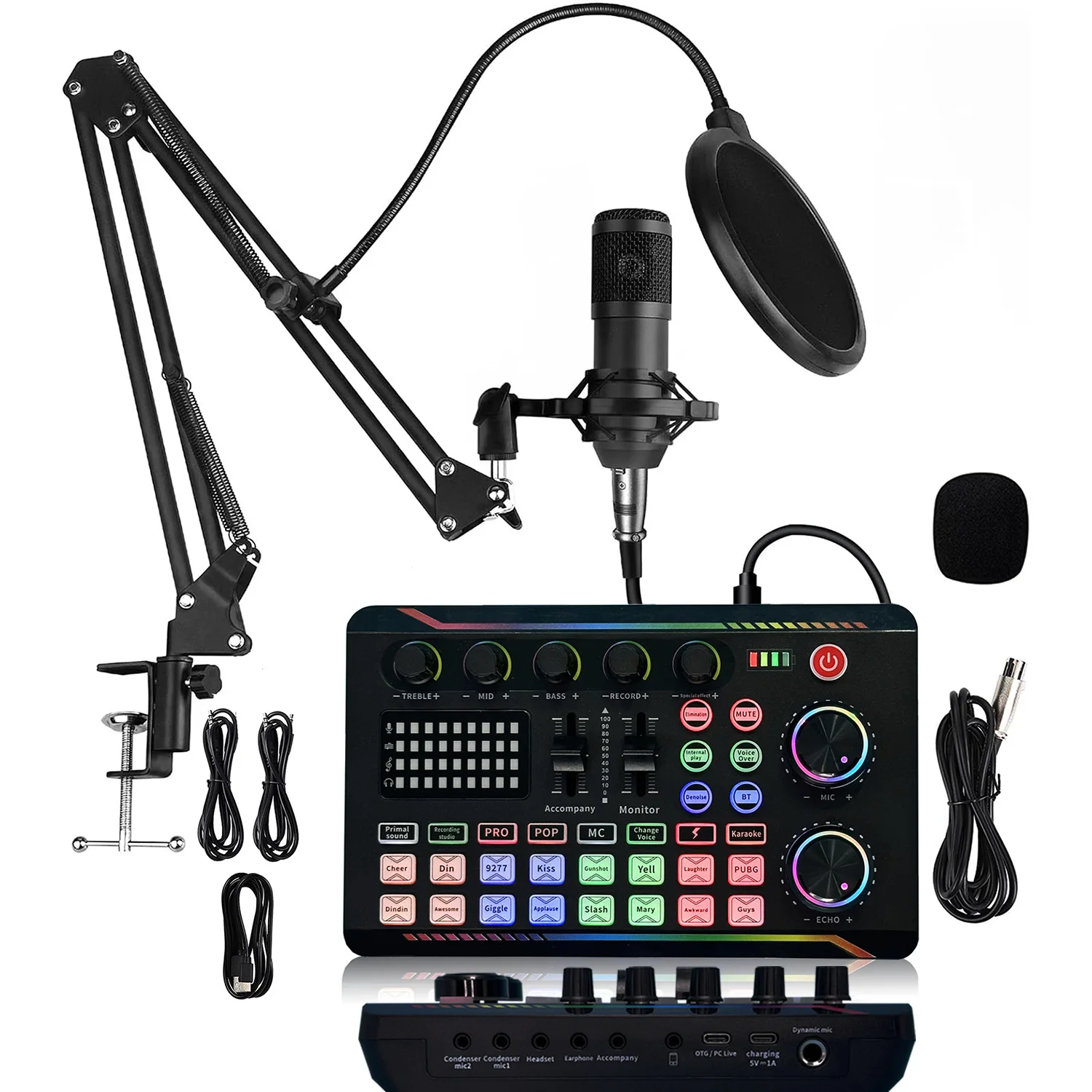 USB Kondensator Mikrofon Set mit Arm & Soundkarte – Ideal für Podcast, Streaming & Gaming