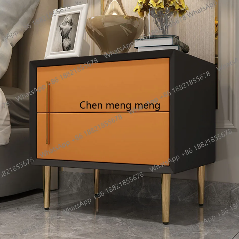 

Light luxury solid wood soft bag leather art bedside cabinet Nordic simple modern storage locker