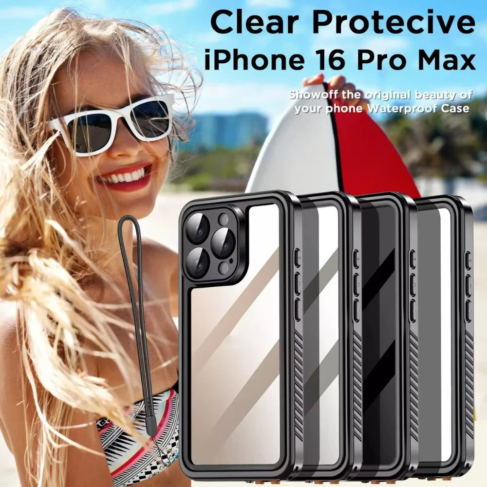 IP68 Waterproof Case For iPhone 16 15 14 13 12 11 Pro Max XR XS Plus 8 7 Metal Aluminum Swimming Phone Luxury Underwater Cover