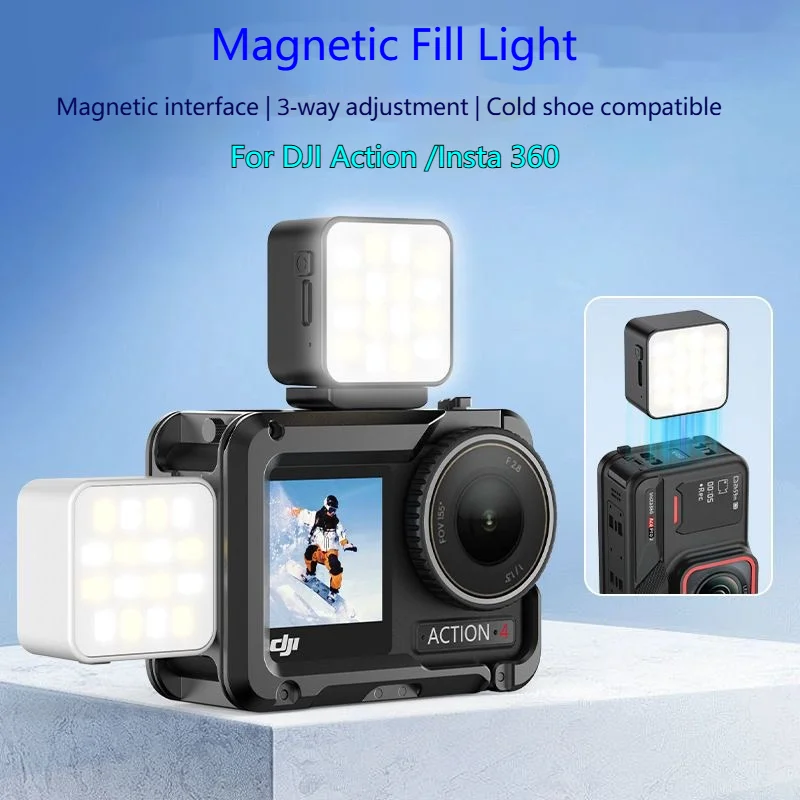 

Миниатюрный светодиодный магнитный светильник для Insta360/DJI Action, для видеоблогов, фотосъемки, спортивных камер, аксессуары для камер