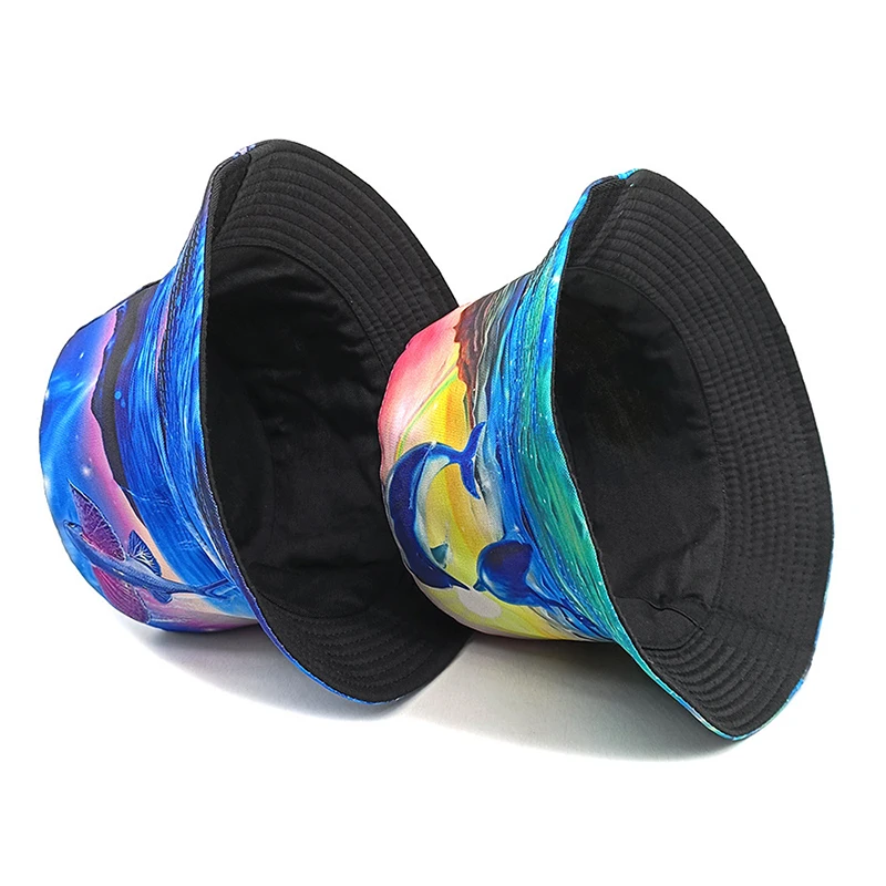 Top Cartoon DolDave Pattern E27 Hat, Flying Fish Printing FishSuffolk Hats, Double Sides, Réversible anderCap, Summer New Style