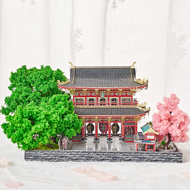 DIY 3D Metal Puzzle Sensoji Temple Casa Model Building Kits Japanese Architecture Jigsaw Puzzle for Friends Birthday Gifts