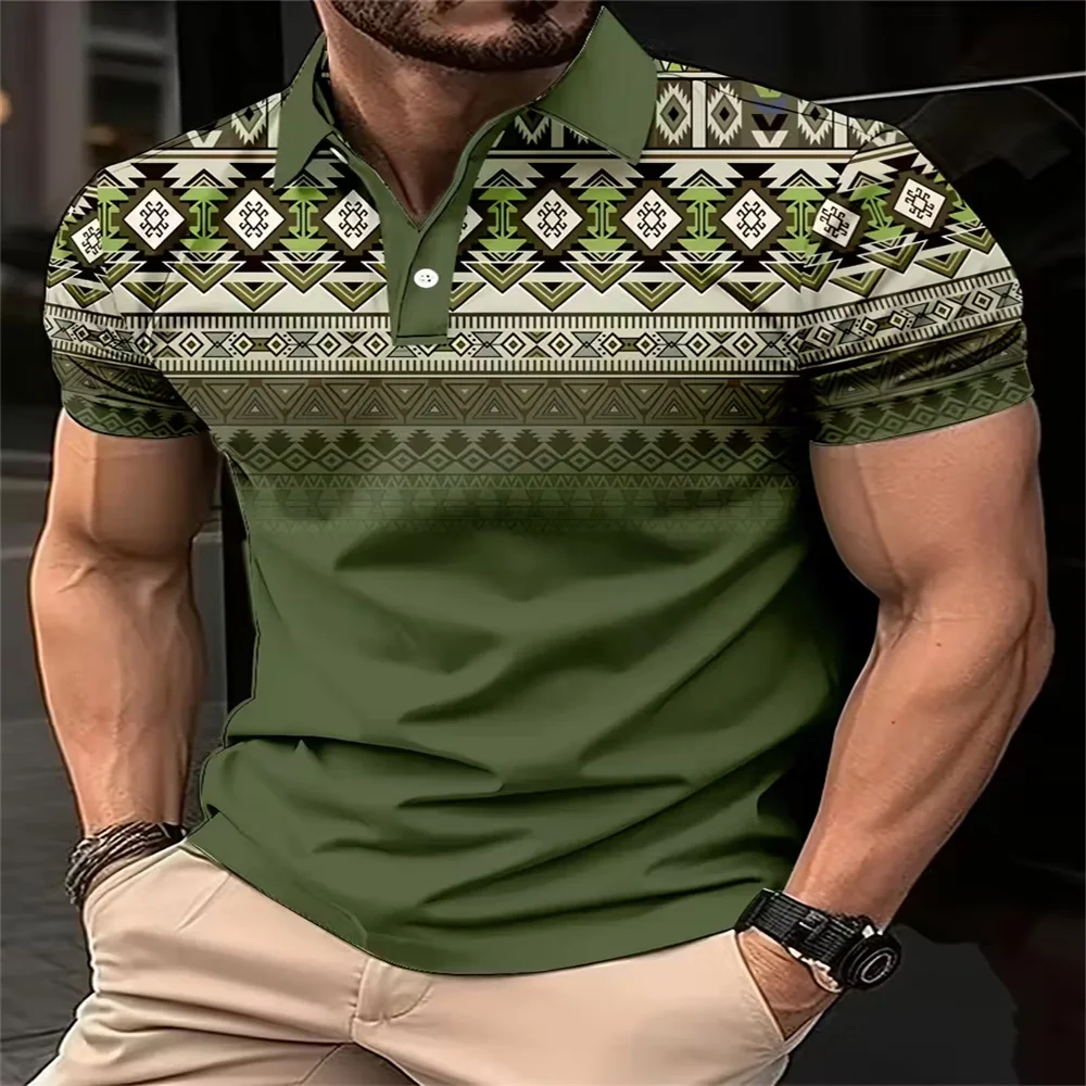 

The new men's polo shirt for summer 2025 features a casual, stylish, comfortable, and breathable 3D striped print.