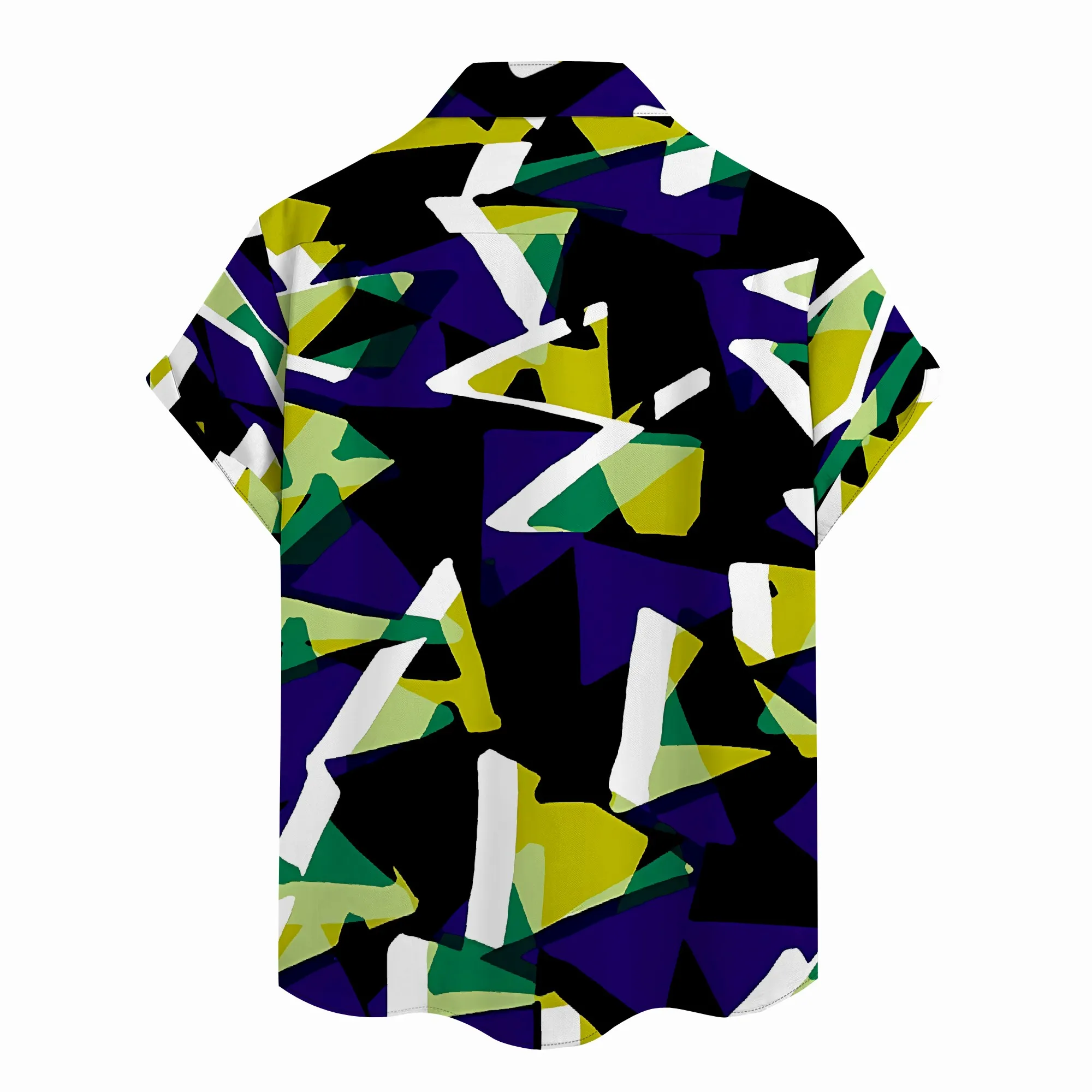 YEAE Camicia con stampa patchwork geometrica per uomo Top estivo casual a maniche corte