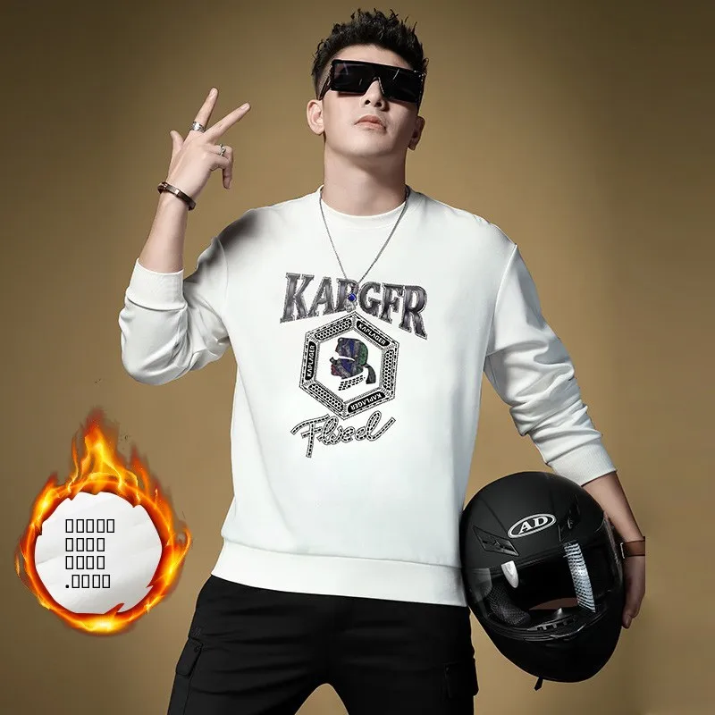 

Модная мужская толстовка с круглым вырезом, свободного кроя, удобная, повседневная верхняя одежда для молодежи, осенне-зимняя, в уличном стиле