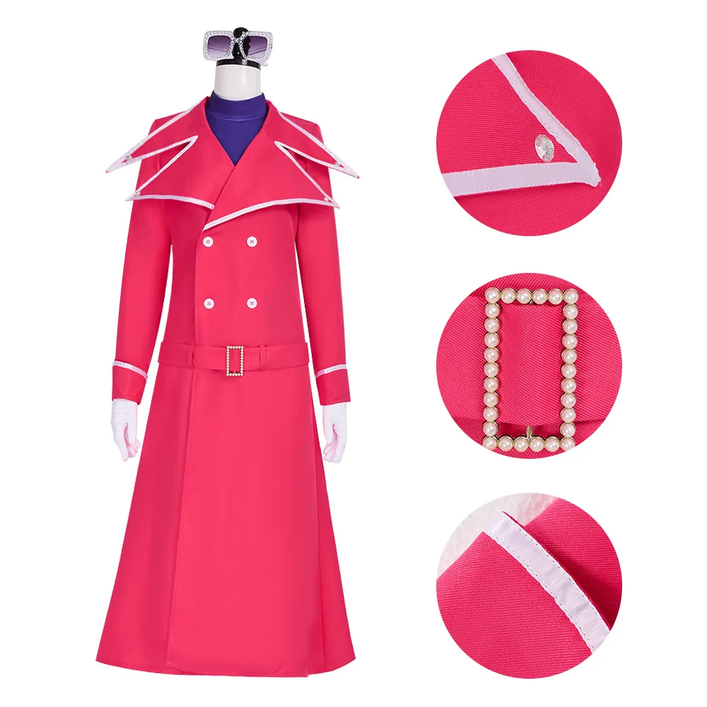 أنيمي حقير فالنتينا تأثيري الوردي زي فيلم اللص لعب الأدوار النساء فانتازيا الملابس نظارات قفازات مجموعة هالوين الدعاوى