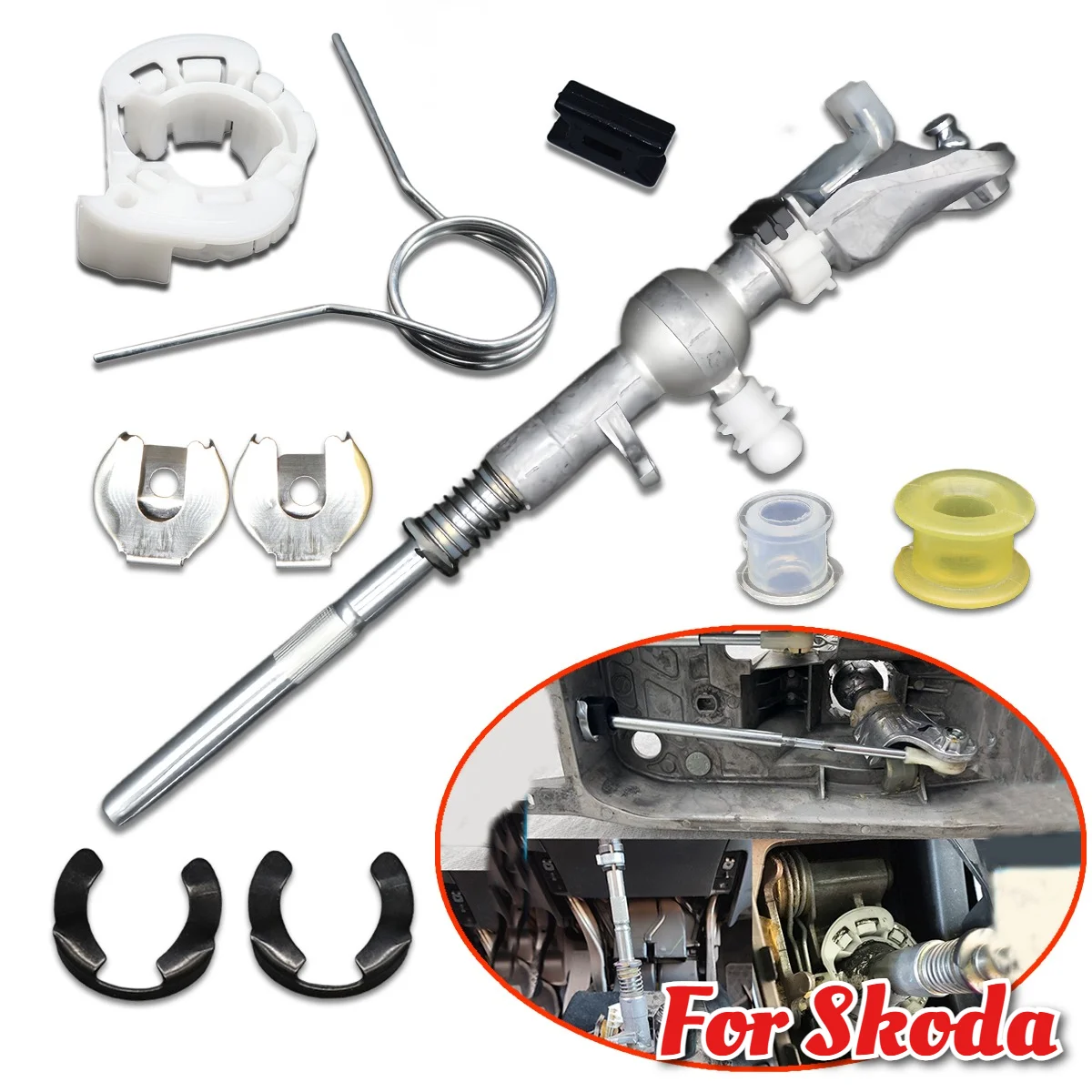 10pcs For Skoda Octavia 1Z Superb 3T Yeti 5L Gearshift Lever Rebuild Kit with Cable Bushing Lock Washer Auto 1K0711116 1K0711265