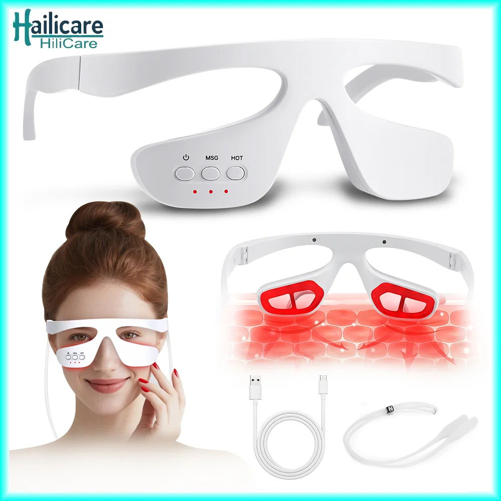 Masażer do oczu z funkcją terapii czerwonym światłem, urządzenie do pielęgnacji oczu, usuwa worki pod oczami i cienie, 3 poziomy mikroprądów, masażer do oczu.
