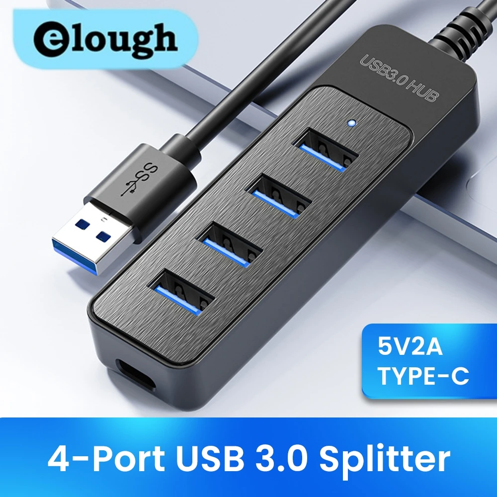 Elough USB Hub 3.0 Hub USB 2.0 Multi USB Splitter Power Adapter 4 in 1 USB extension Port Multiple Expander for PC Accessories