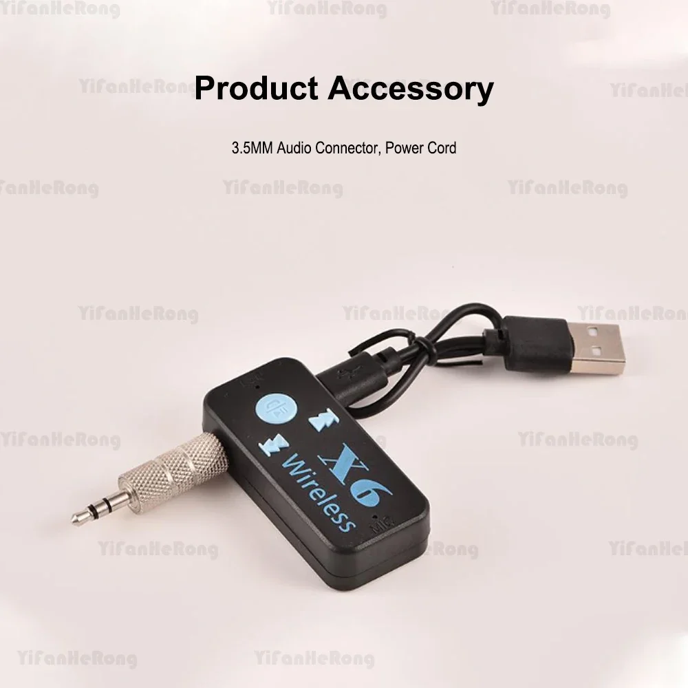 X6 Bluetooth-compatible Receiver 3.5mm Aux Jack USB Wireless Audio Adapter Handsfree Support TF Card MIC Call Mp3 Player