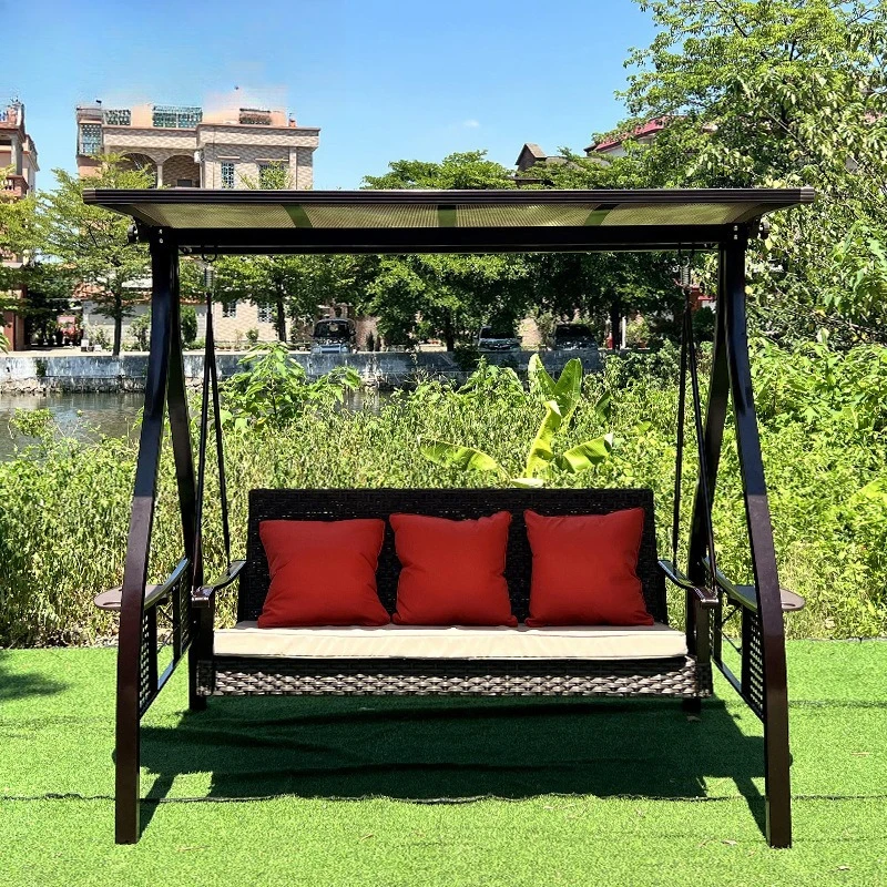 

Outdoor courtyard waterproof sunscreen household multi-person swing outdoor garden rocking chair villa small courtyard Internet