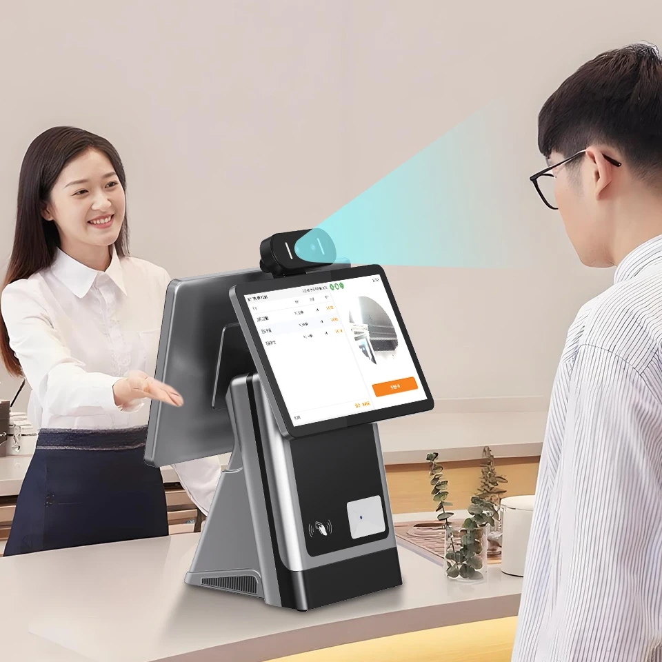 Face Recognition Dual Screen POS Terminal | Android Smart Cash Register with Palm Vein Payment for Retail Store LSF960