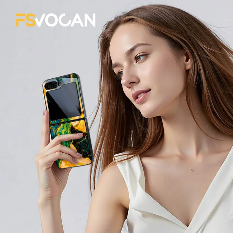 حافظات قافية رخامية بلوم غنائي لهاتف سامسونج جالاكسي Z Flip6 8 5G Flip 3 5 6 4 7 فنية جيولوجية متعددة الألوان #1