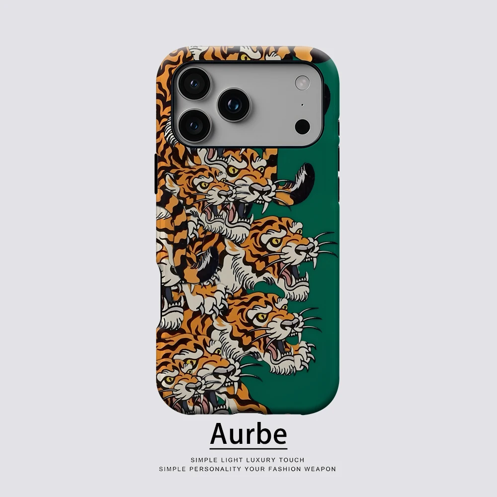 Gestapelte Tiger für magnetische Handyhülle für iPhone 17 16 15 14 13 Pro Max Plus – Robuste Einzel- und Doppelschicht-Hülle