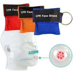 Disposable CPR Mask One-way Valve Mouth Breath Emergency Face Shield Keychain Ring Nylon Bag Resuscitator Mask Outdoor Rescue