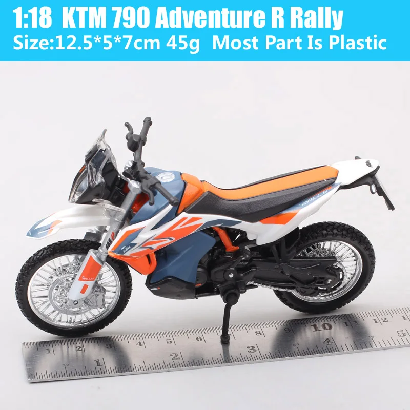 Bburago 1/18 Scale KTM 790 Adventure R Rally Bike Model Motocross Diecast Dirt Motorcycle Toy Miniatures Replicas