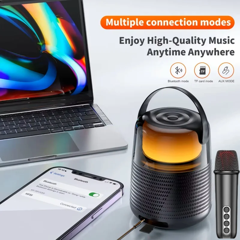 

Awei 3000mAh Powerful Caixa De Som Bluetooth Speaker Colorful RGB Light Home Karaoke Subwoofer with MIC Portable Party Box AUX