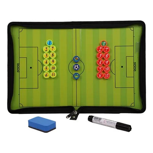 Imagen 2 del producto Tablero táctico magnético plegable, portapapeles táctico para entrenamiento de fútbol, juego de tablero táctico para entrenador de fútbol con borrador de tablero grande