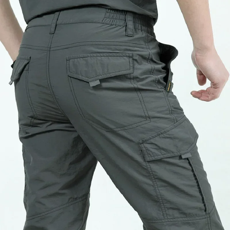 

Quick Dry Casual Pants Men Summer Army Military thin Trousers Mens Tactical Cargo Pants Male lightweight Grey Blue Green