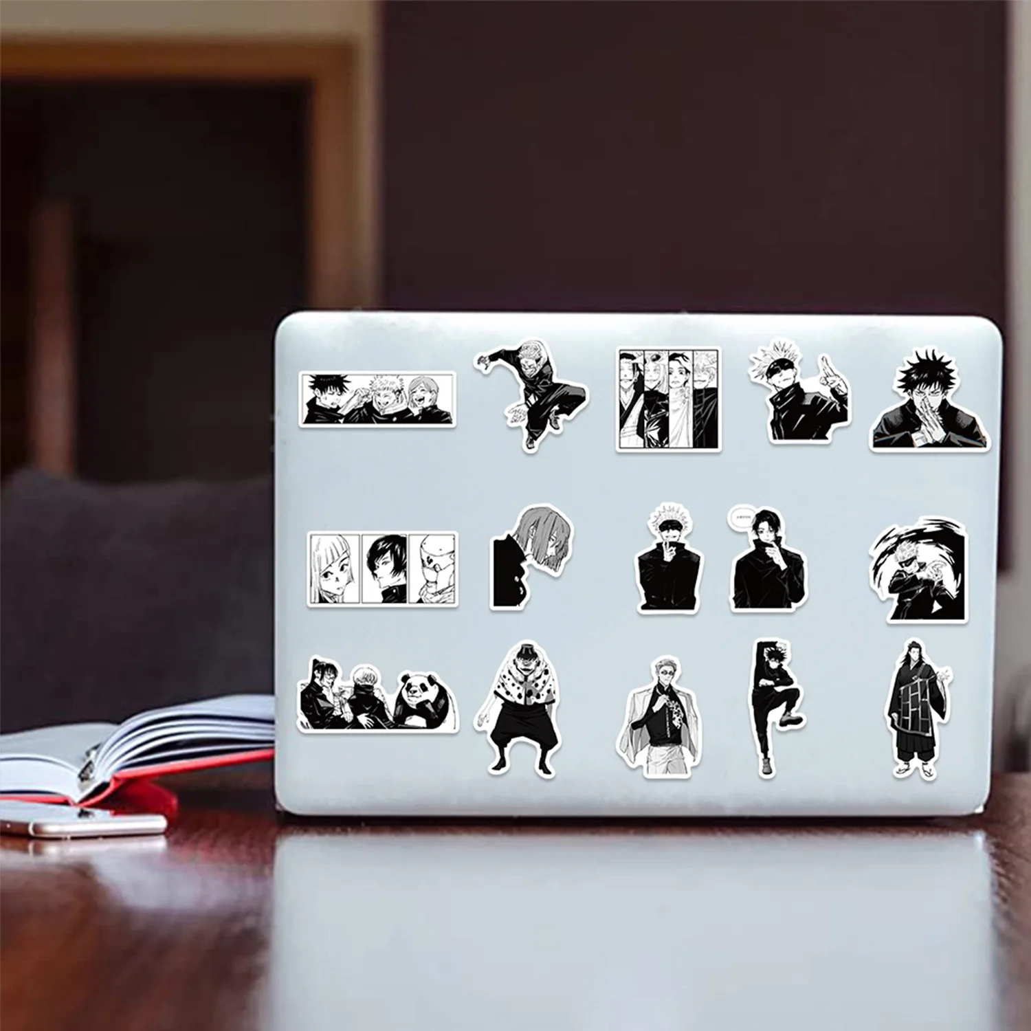 10/30/50PCS อะนิเมะ Jujutsu Kaisen สติกเกอร์สีดําและสีขาวสไตล์ Graffiti Decals DIY รถโทรศัพท์แล็ปท็อปสเก็ตบอร์ด Cool สติกเกอร์ของเล่น