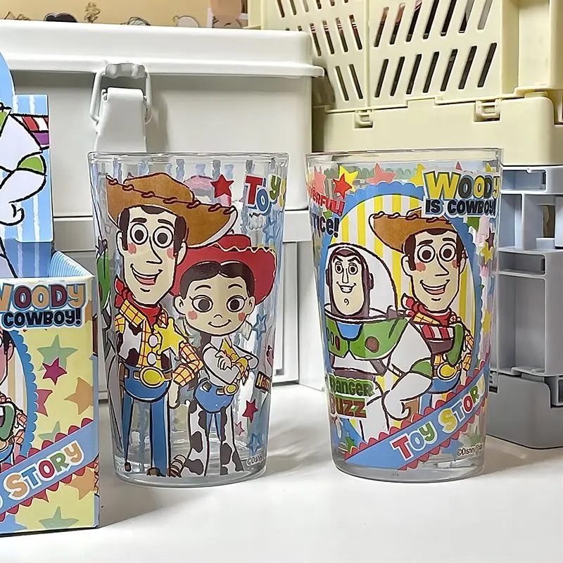 Disney Winnie the Pooh Toy Story Chip and Dale Glass Cartoon Couple Friends Cup Dormitory Home Water Cup with Gift Box for Gifts