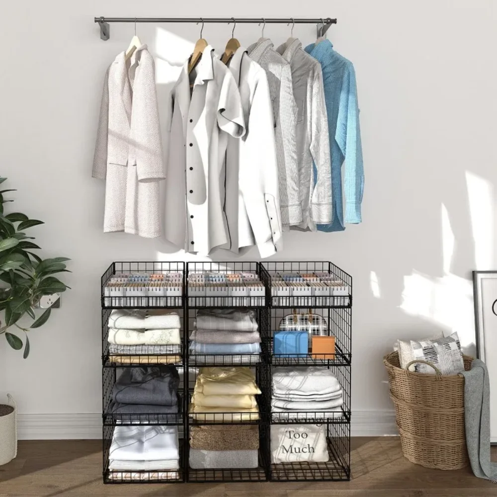 4 عبوات من منظمات الخزانات وأرفف تخزين للملابس والمطبخ، حاوية سلة تخزين قابلة للتكديس مكونة من 4 طبقات #4