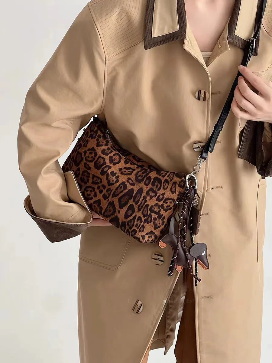 Vintage suede Messenger Bag Crossbody Bag Women Female Luxury Leopard Spice Girls Underarm bag