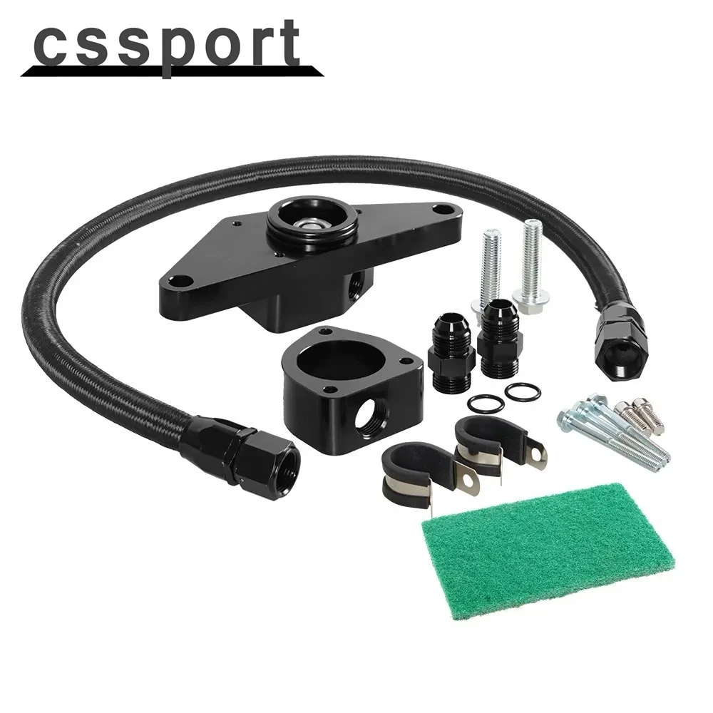 

New Coolant Bypass Kit High Quality With Braided Hose Line For Ram All 6.7 6.7L Cummins & 03-07 5.9L 07.5-18 Dodge Manual Diesel